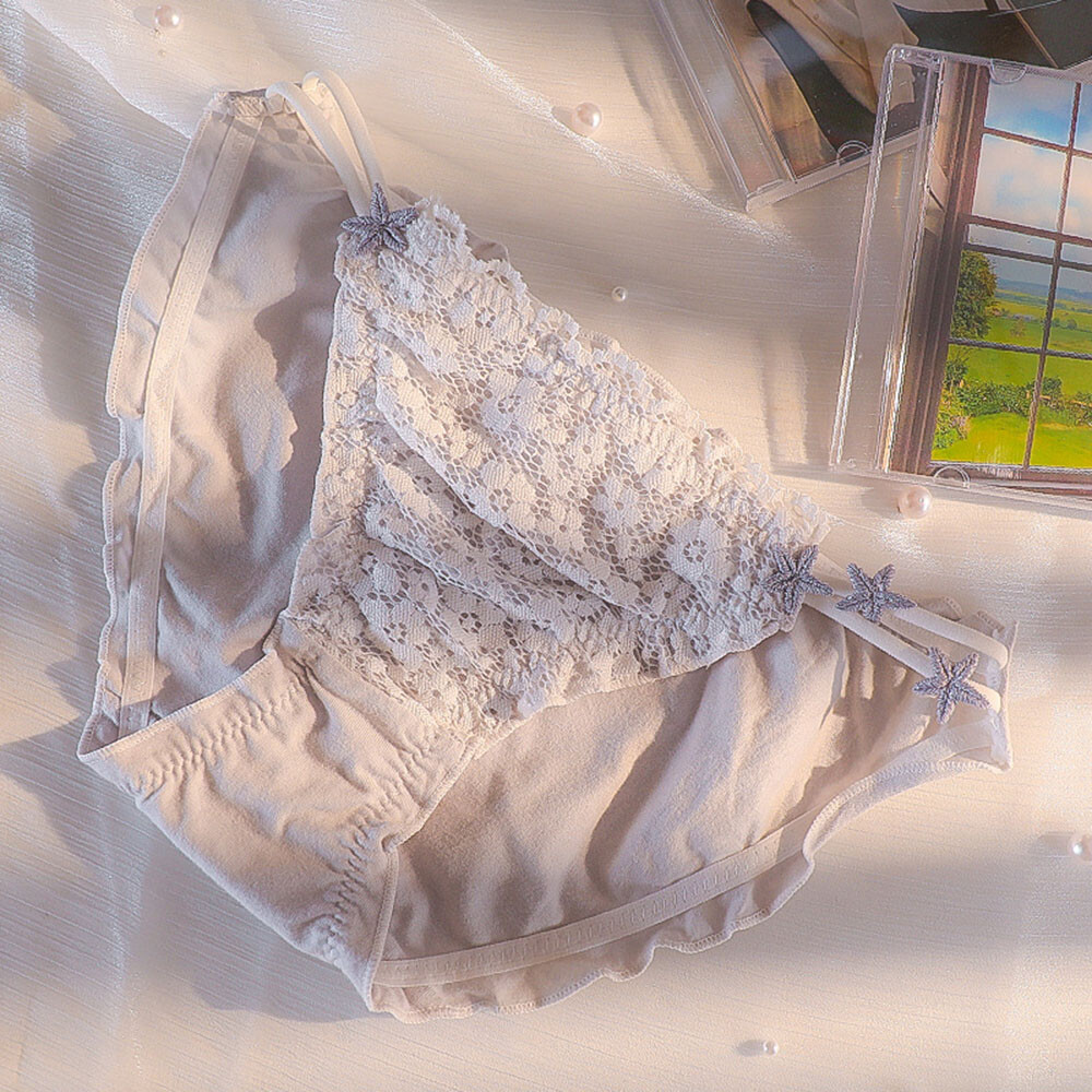 Lace Sexy Briefs Underwear Star Lace Panties Ultra-thin Lace Cotton Underwear