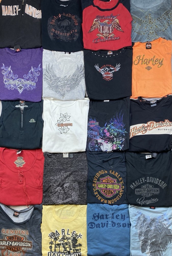 Women's Wholesale Lot 20 Harley Davidson Motorcycle T-shirts Tanks mix sizes Y2K