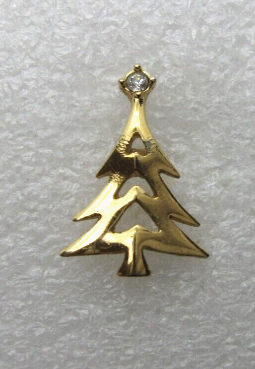 Avon Golden Christmas Tree Lapel Pin (C222)