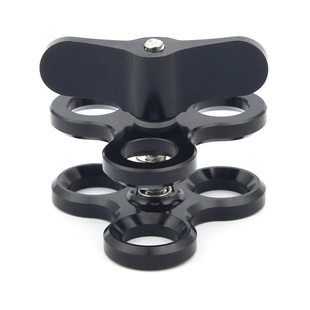 Camera Diving Triple Mount Adapter 1 Inch Aluminum Alloy Ball Butterfly Clip