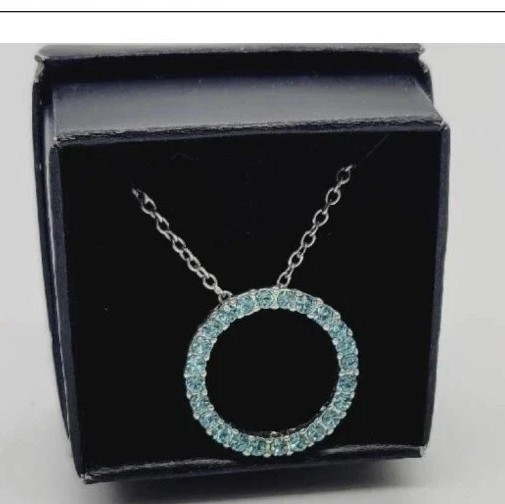 Avon BIRTHSTONE Crystal Circle Necklace Silver 16