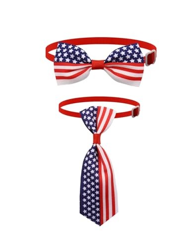 Independence Day Pet Bowtie Collar American Flag Dog Cat Necktie