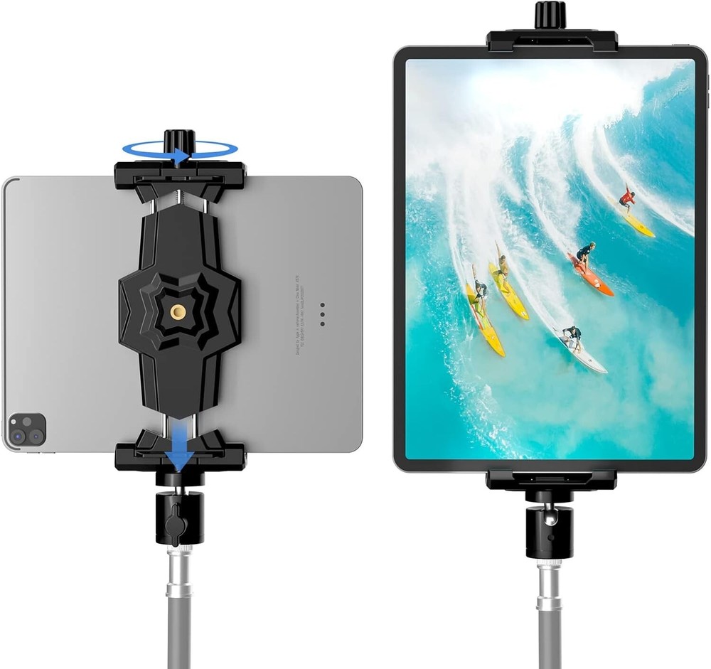 iPad and Phone Tripod Mount Adapter with Ball Head iPad Holder for Tripod 360