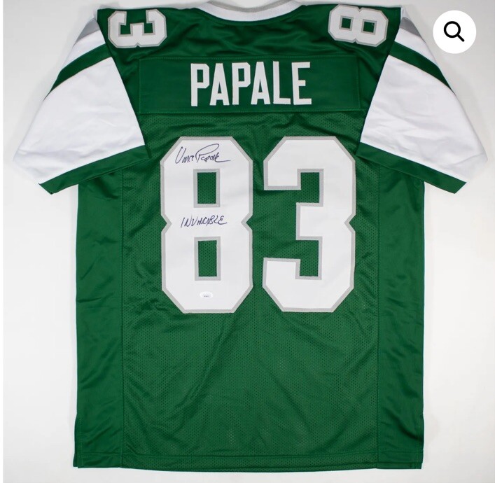 Vince Papale Signed Philadelphia Eagles Jersey (JSA COA) Inscrib. “Invincible”-image