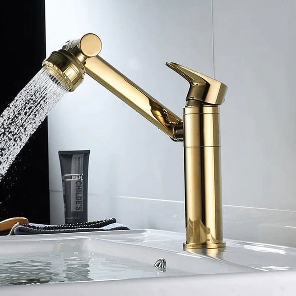 360-Degree Swivel Single Hole Basin Faucet with Hot & Cold Water Control