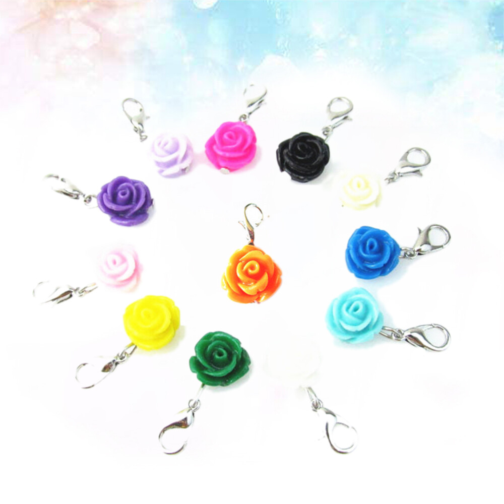 20pcs Pendant Plastic Rose Charms Floating Locket Necklace Charm