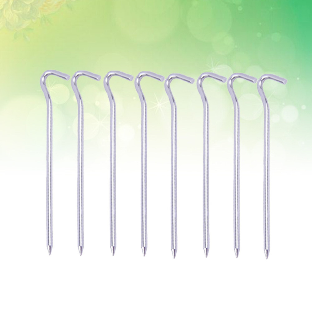 8 PC Metal Ground Pegs Ground Pegs Garden Stakes Camping Tent Stakes