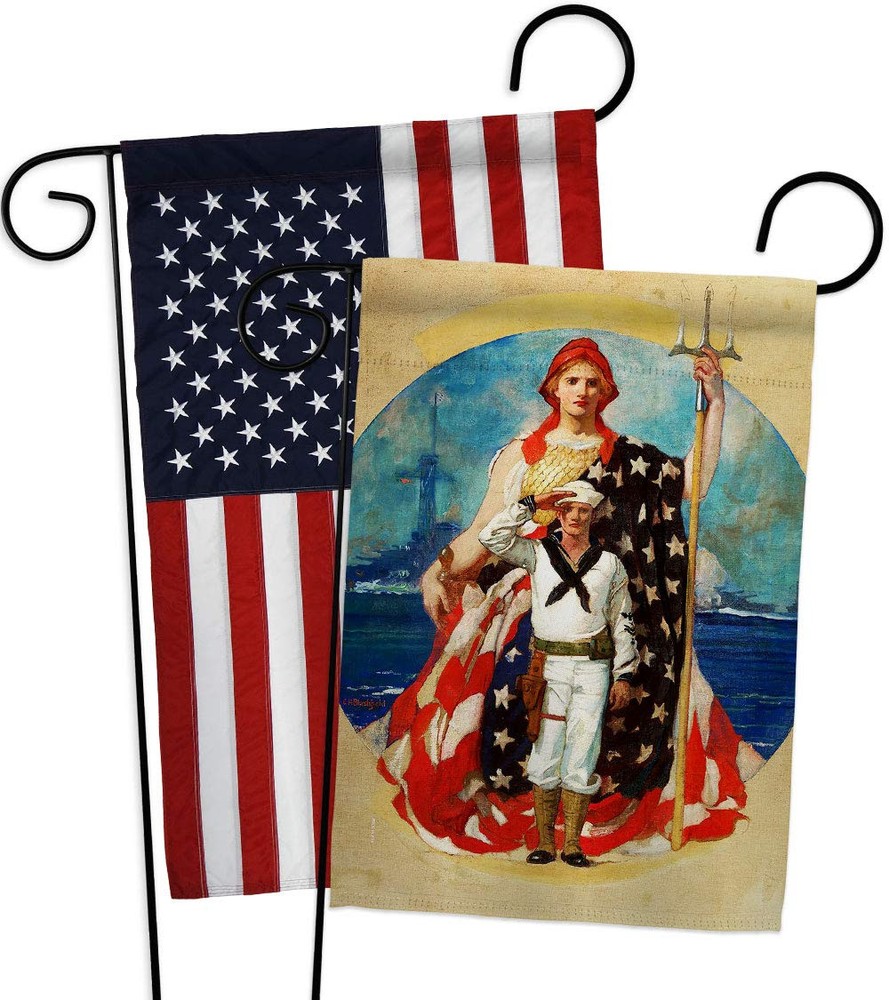 Navy Wartime Garden Flag Pack Armed Forces USN Seabee United State American M...