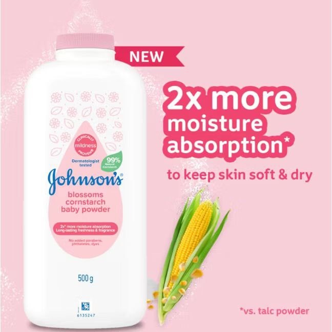 Johnson Baby Powder Classic Blossom Cornstarch 500g 17.6oz Twin Pack