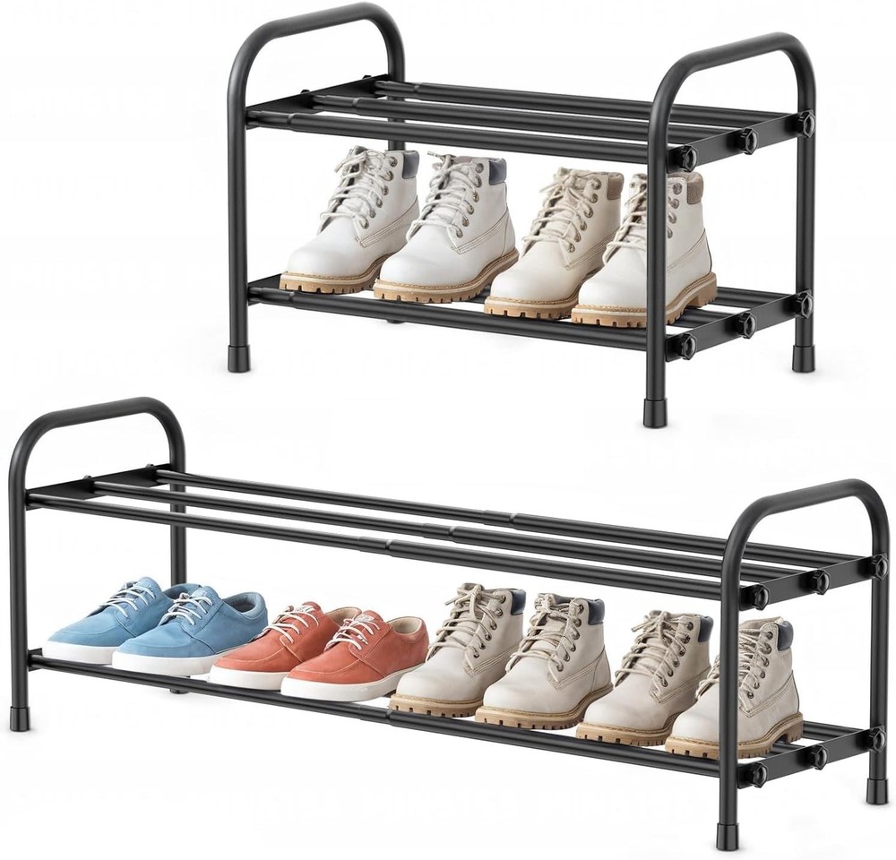Compact Black Shoe Rack for Bedroom Storage