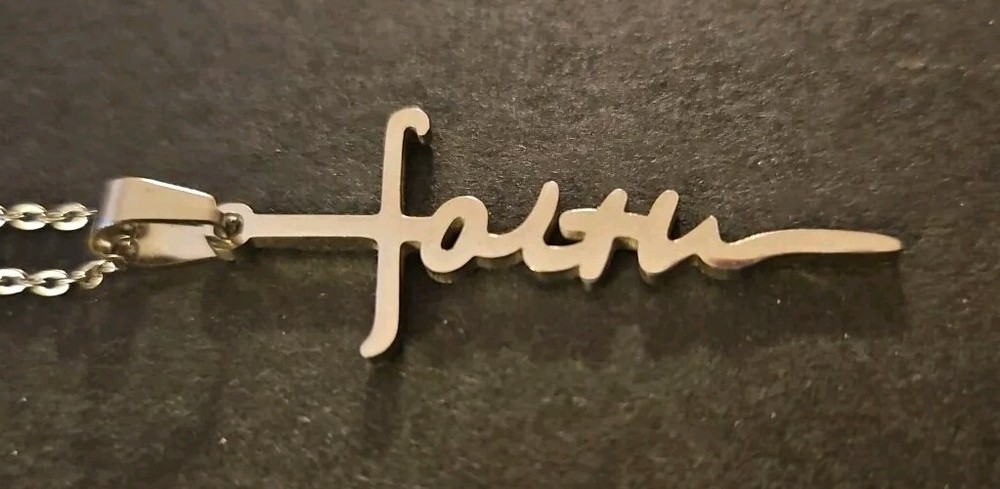 Stainless Steel Faith Letter Pendant Necklace Cross Necklace