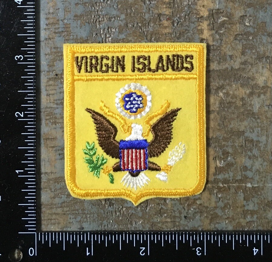 Vintage VIRGIN ISLANDS Shield Crest Travel Souvenir Iron-On Patch USVI Felt