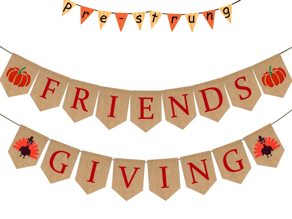 Friendsgiving Party Decorations Set with Burlap Banner for Thanksgiving Gatherings  