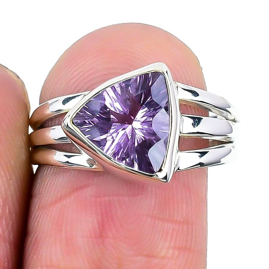 Halloween Deal Amethyst Gemstone 925 Sterling Silver Wife Cluster Ring Size 7.5