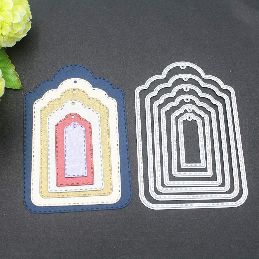 Six Sets Stitched Tag DIE Cards Craft Dies Scrapbooking Die Embossing Cutting