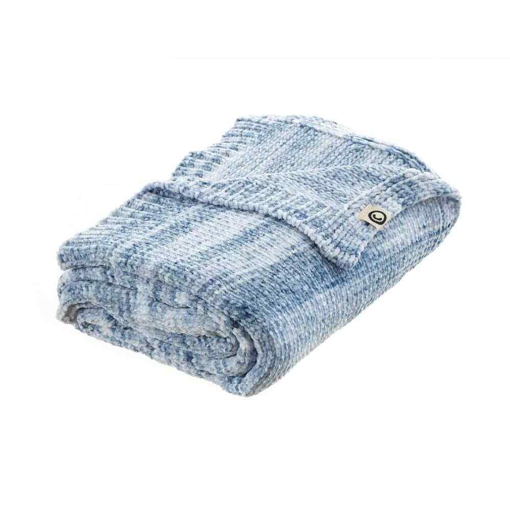 Charlie Navy Blue Striped Polyester Throw Blanket