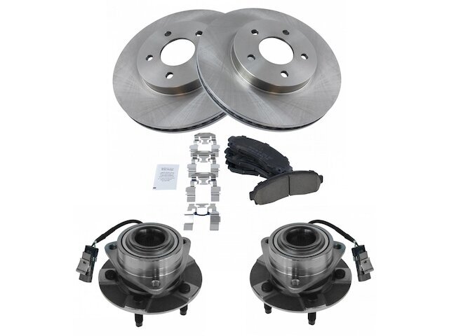 Front TRQ Brake Pad and Rotor and Wheel Hub Kit fits Pontiac Torrent 2006 64BSJS