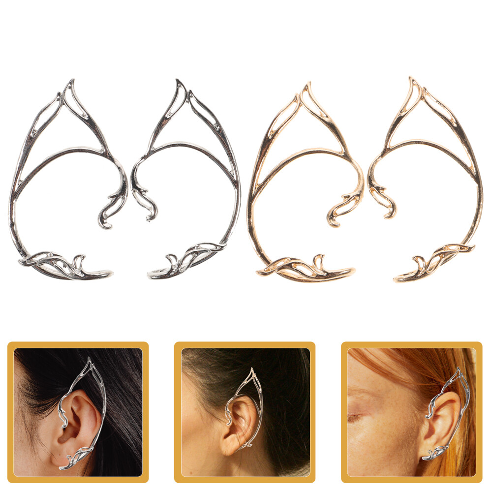 2-Pair Elf Ear Cuffs for Women Stylish Fairy Jewelry Ear Wrap Accessories
