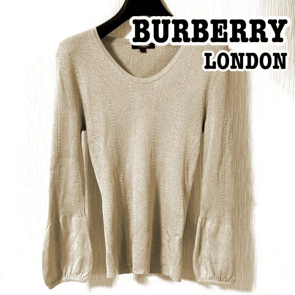 Burberry London Cashmere Silk Puff Sleeve Top, Lurex, Size 34, New