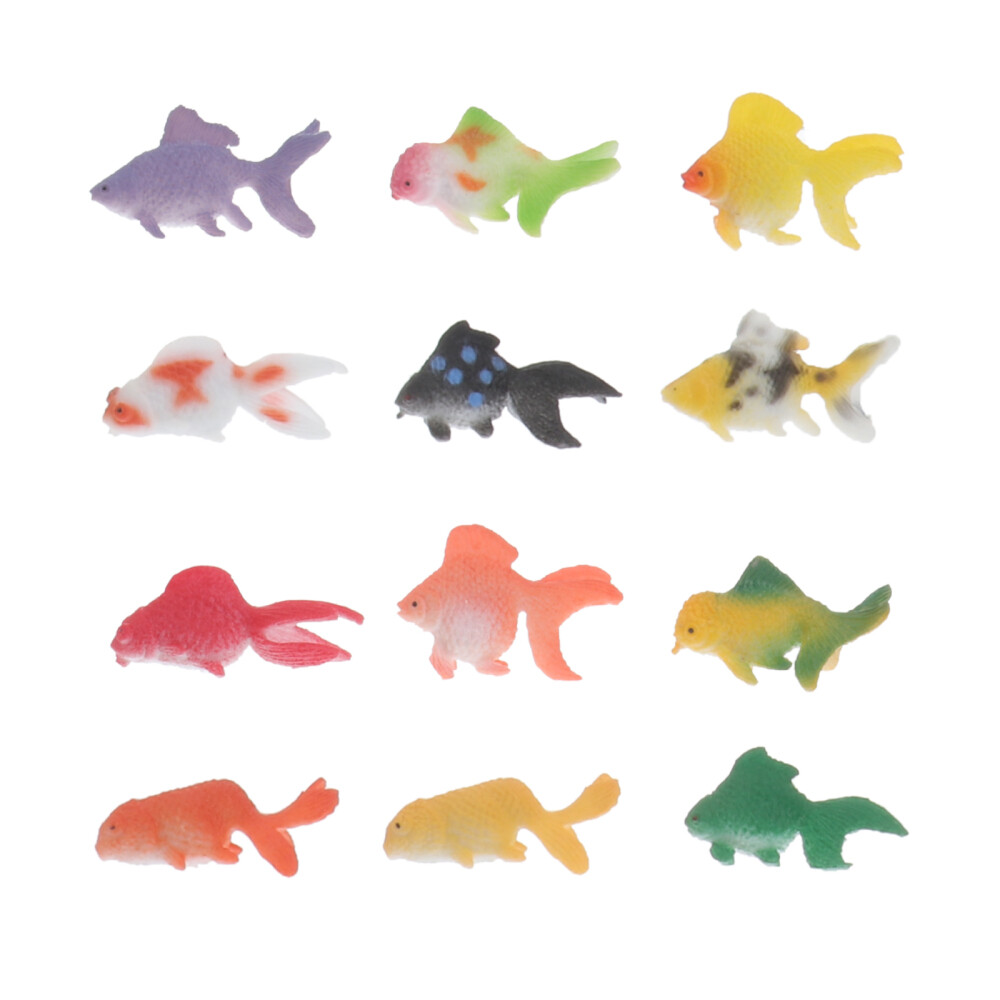 12 Pcs Goldfish Models for Kids Toys Fun Figurines Solid Child