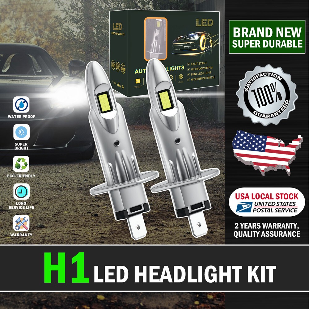 New 2pcs H1 LED Headlight Bulbs 33000LM 40W 6000K White High/Low Beam for Car