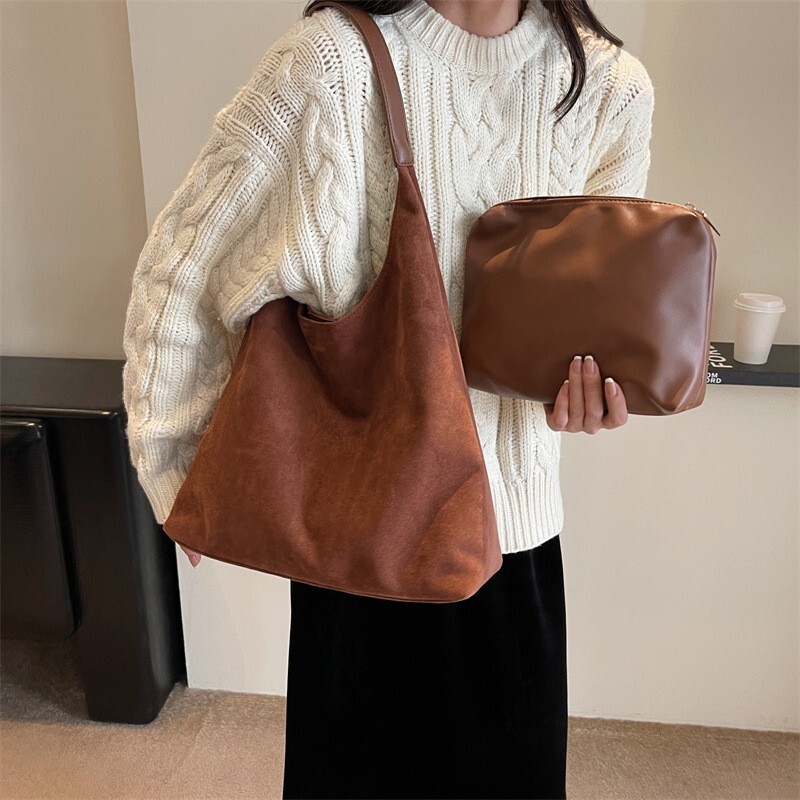 Tote Bags for Women Work Bags Suede Slouchy Bag Hobo Handbag Office Tote Handbag