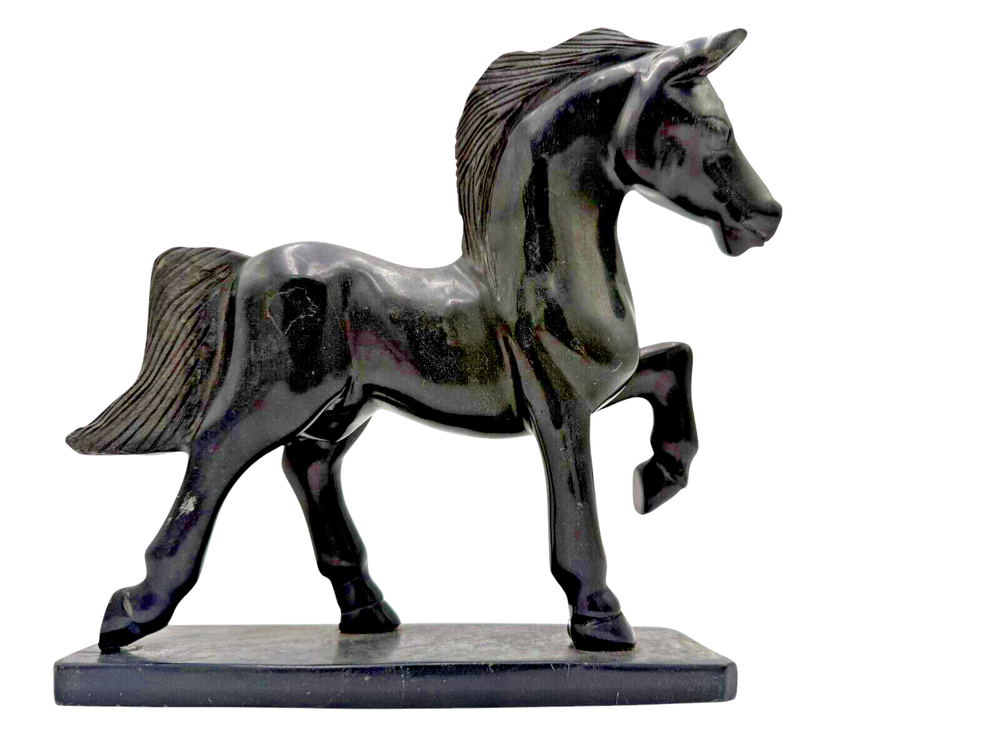 Vintage Art Deco Hand Carved Stone Horse Sculpture Home Decor