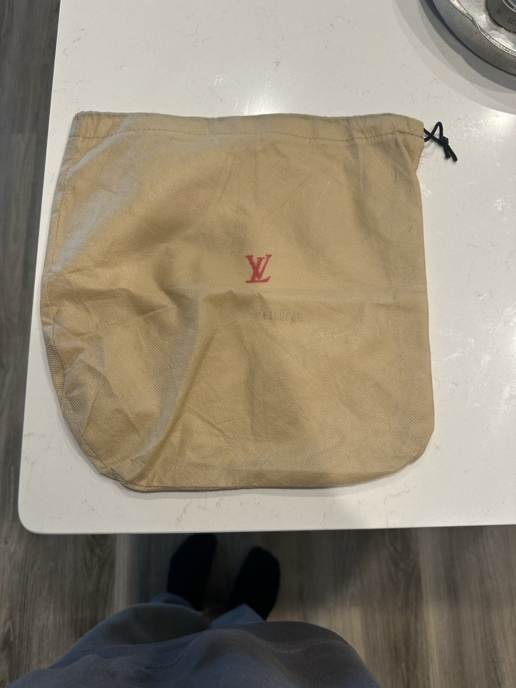 Louis Vuitton Beige Dust Bag with Red Logo Authentic Used Condition