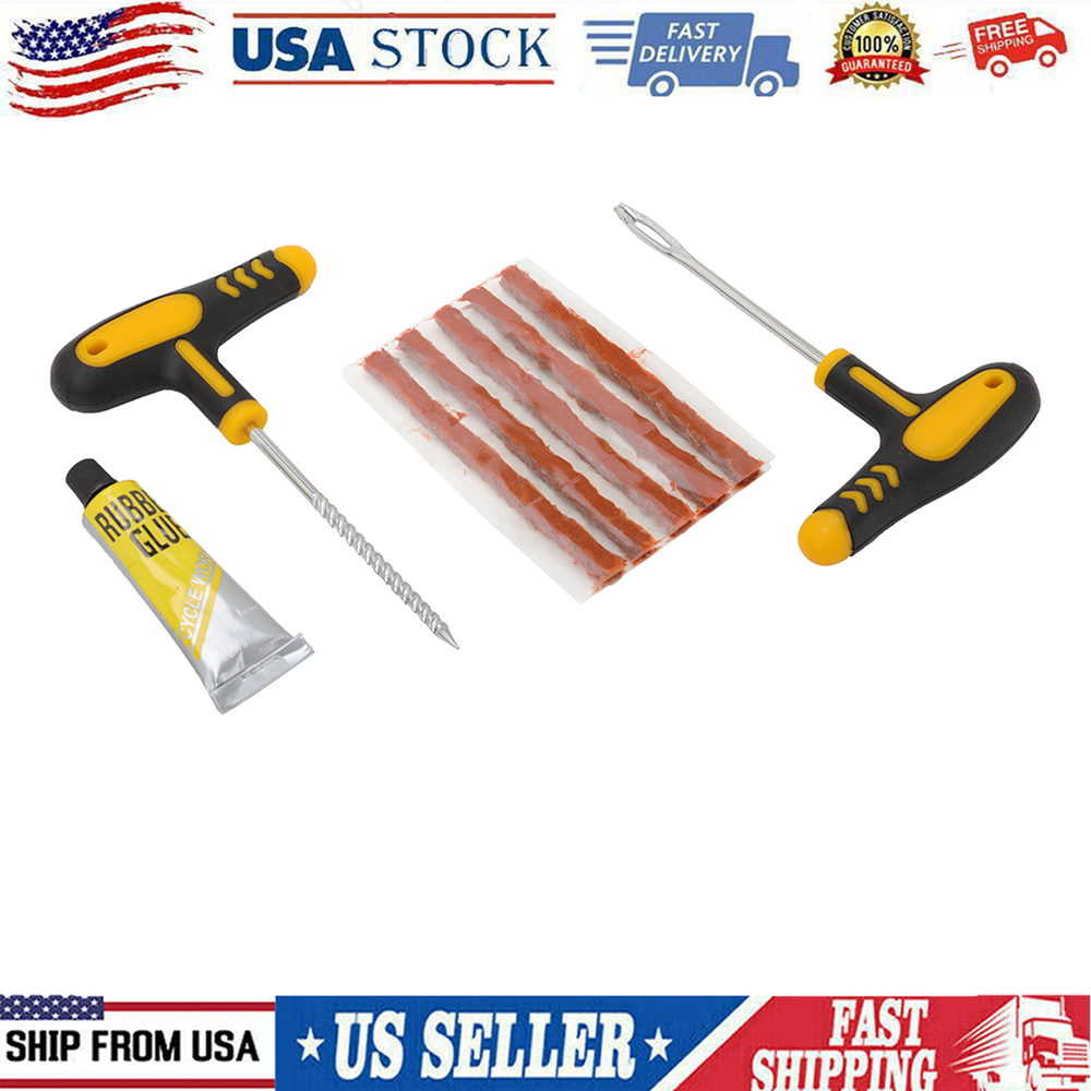 Tubeless Tire Puncture Repair Kit with Needle and Patch Tools