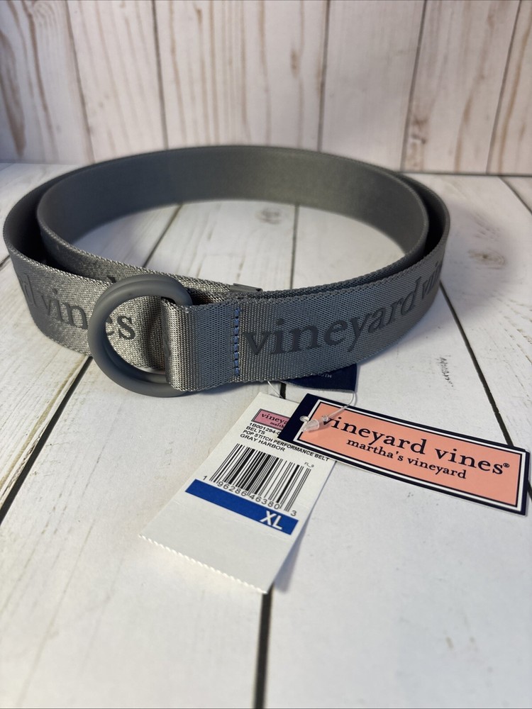 Vineyard Vines XL Gray Harbor Performance Pop Stitch Belt