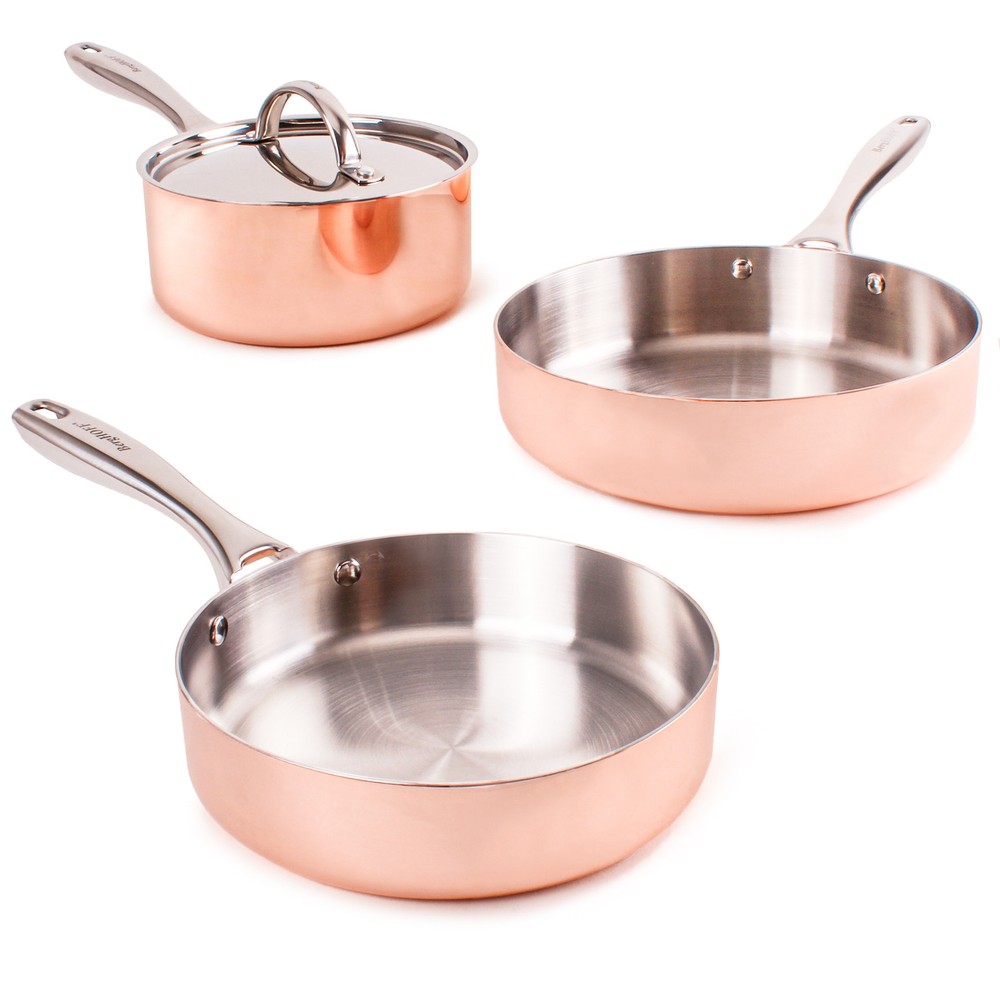 BergHOFF Vintage 4pc Tri-Ply Copper Cookware Set with Lids,