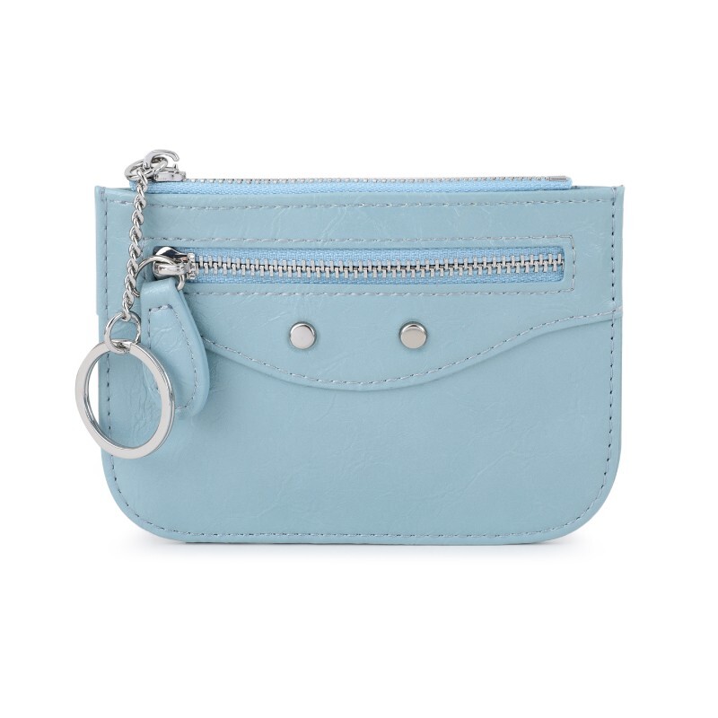 Slim Zip Credit Card Wallet with Keychain for Women and Girls 56003