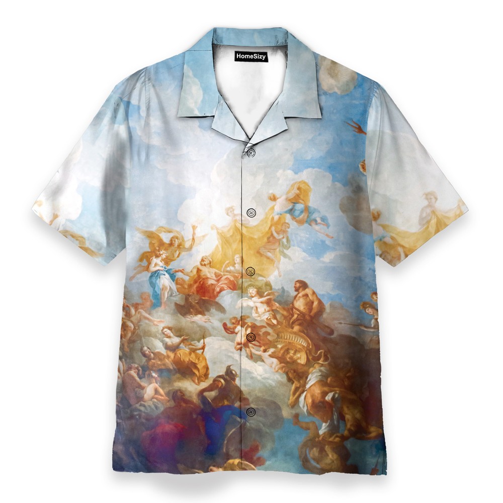 Greek God Jesus Hawaiian Shirt Featuring Mount Olympus Design for a Stylish Look