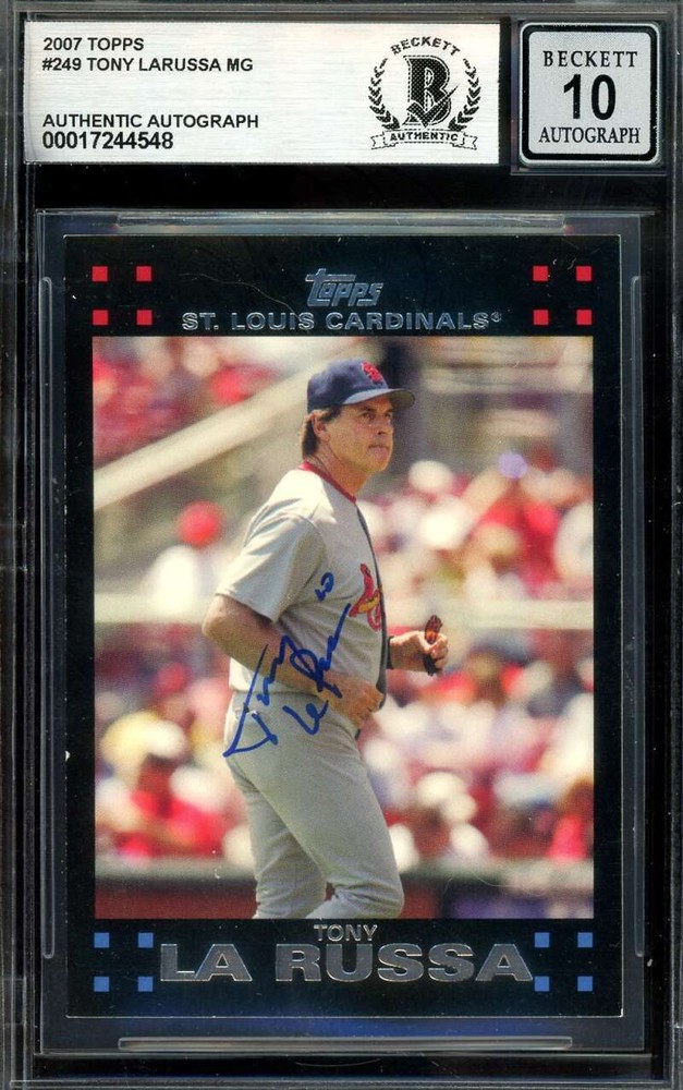 Tony LaRussa Gem Mint 10 Beckett BAS Signed 2007 Topps Autograph