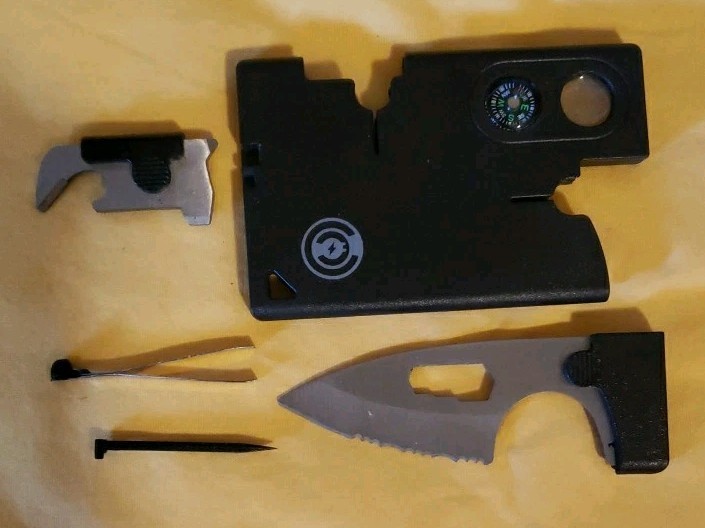 Tactical Credit Card Multi-Tool with Compass Lens 9-in-1 Black 2 Inch-image