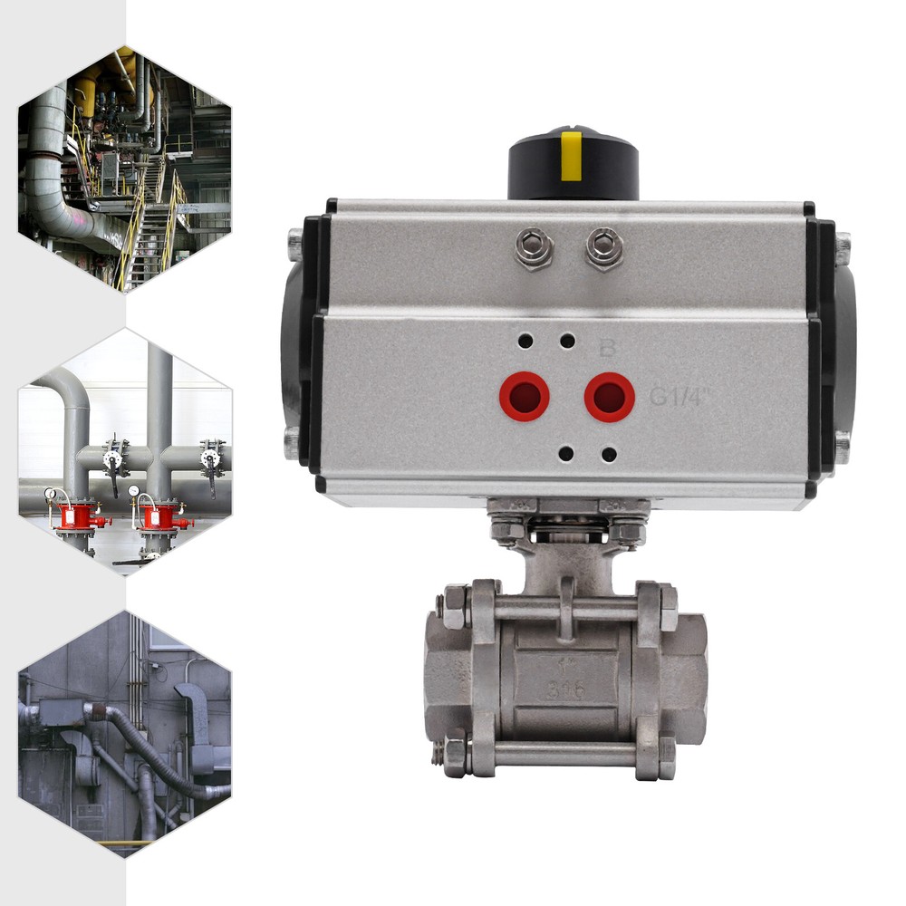 1 Inch Pneumatic 316 Stainless Steel Ball Valve Black Pneumatic Ball Valve