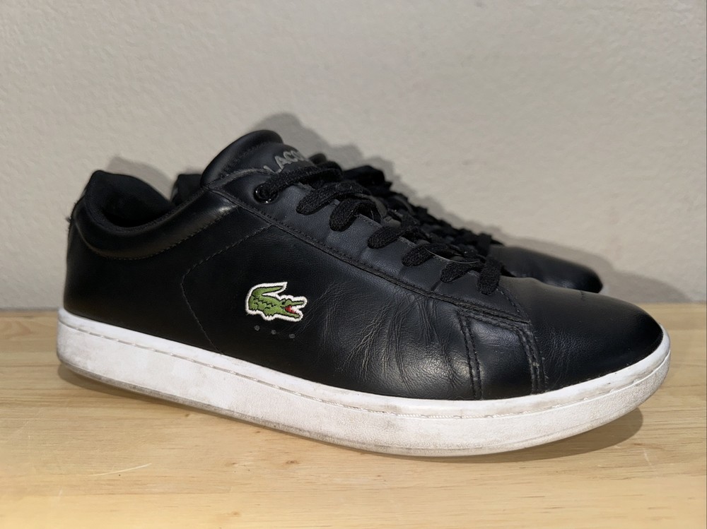 Lacoste Carnaby Men's Sz 7 Black Leather Sneakers Shoes