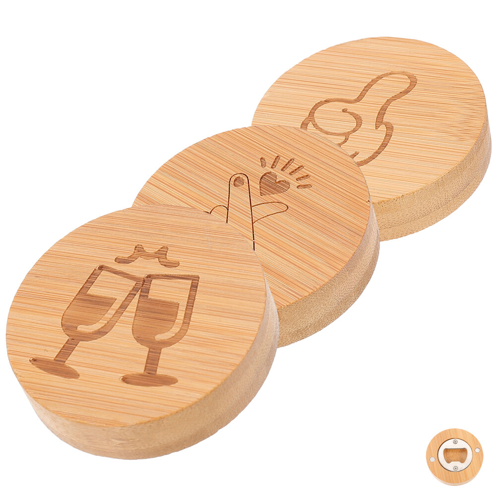 3 Pcs Opener Automatic Refrigerator Magnets Bamboo Bottle Affordable Fridge