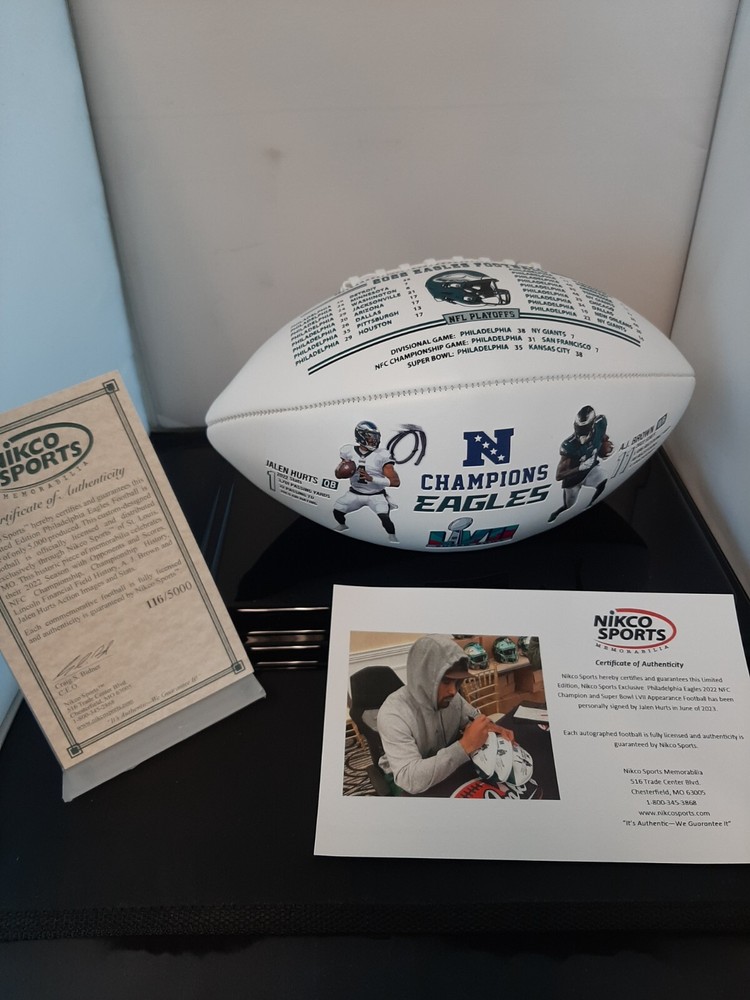 Jalen Hurts Autographed Philadelphia Eagles Super Bowl LVII Football