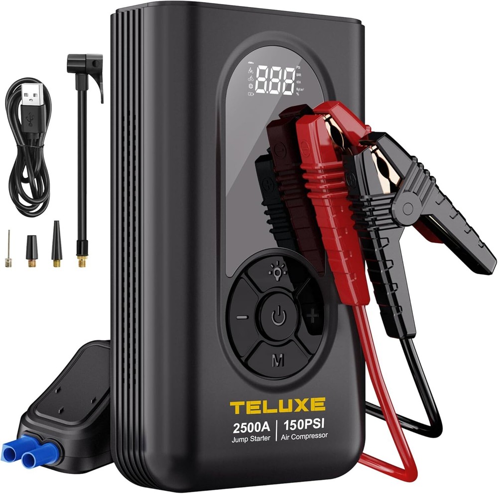 TELUXE 2500A 150PSI Jump Starter with Air Compressor for Car Batteries