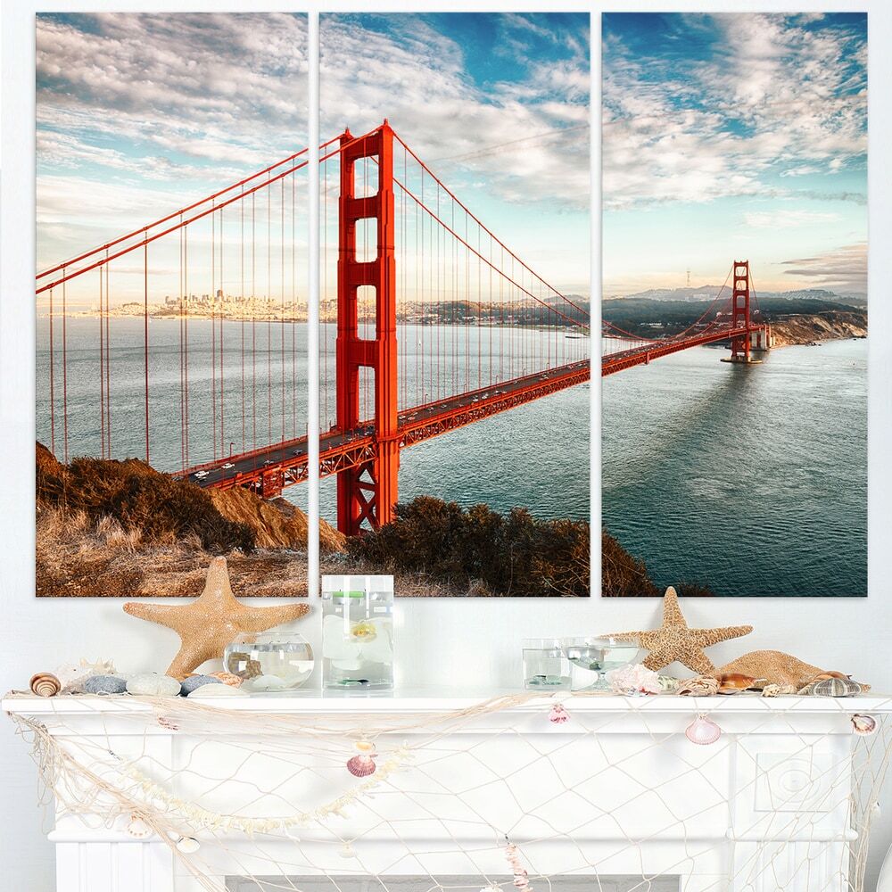 Golden Gate Bridge in San Francisco - Sea Bridge Canvas Wall Blue 36 in. wide x