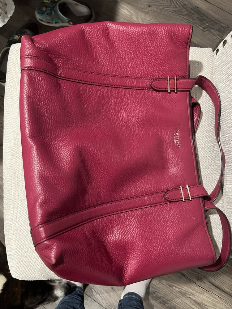 Fuschia Large Kate Spade Leather Handbag Tote New York
