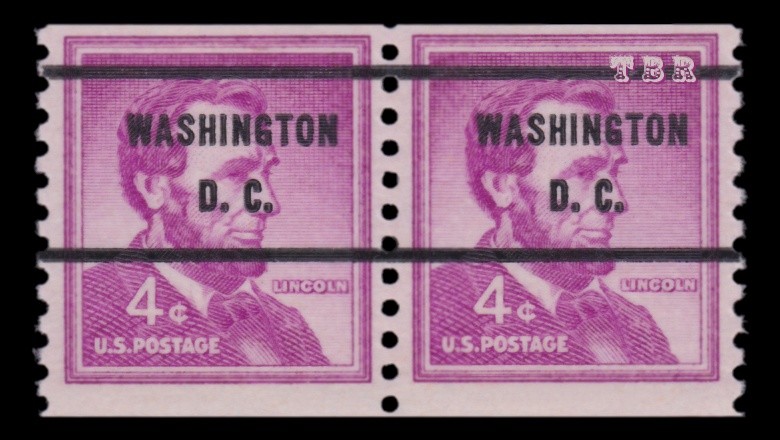 1058 Lincoln 4c WASHINGTON DC Large Hole Precancel Pr. Liberty Issue MNH Buy Now-image