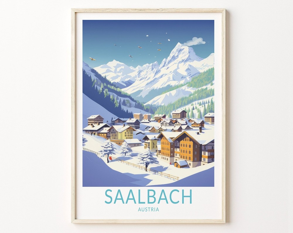 Saalbach Travel Poster Saalbach Austria Travel Poster Saalbach Austria Wall Art