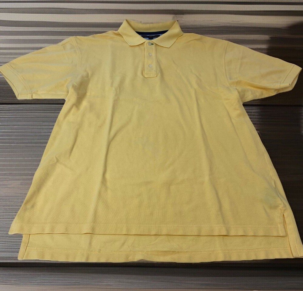 Tommy Hilfiger Men’s L Large Solid Light Yellow Golf Golfer Golfing Polo Shirt