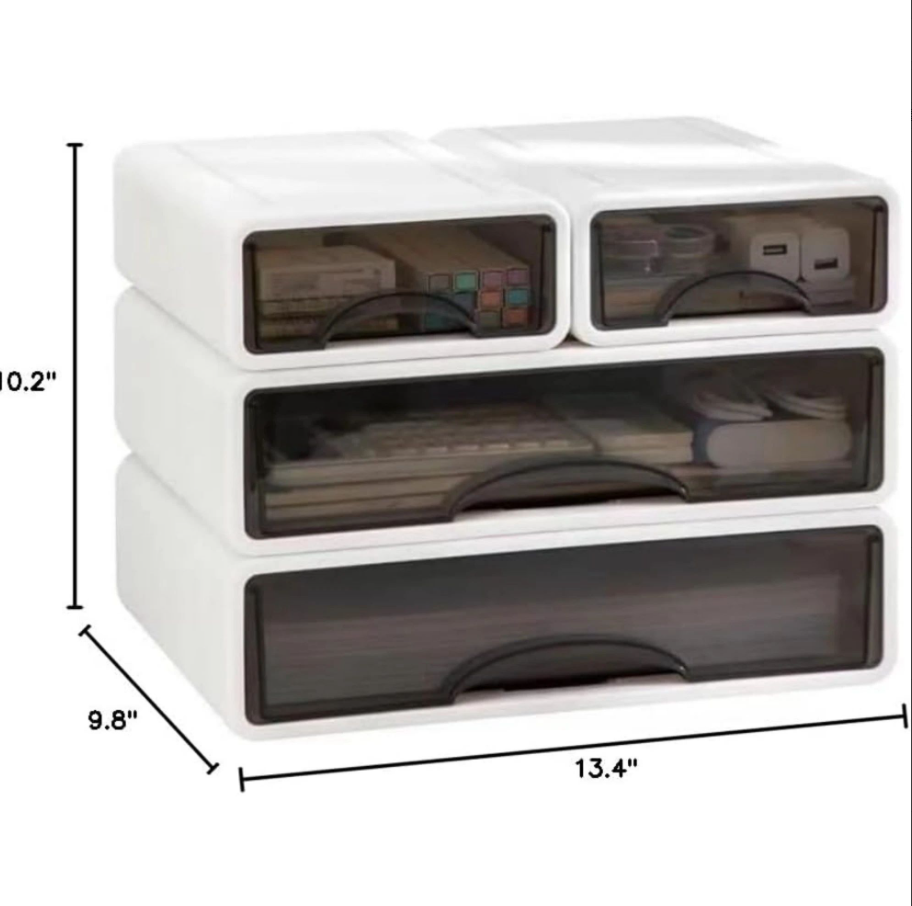 Stackable Office Drawer Organizer Pearl White Desktop Storage Box for Efficient Workspace Solutions
