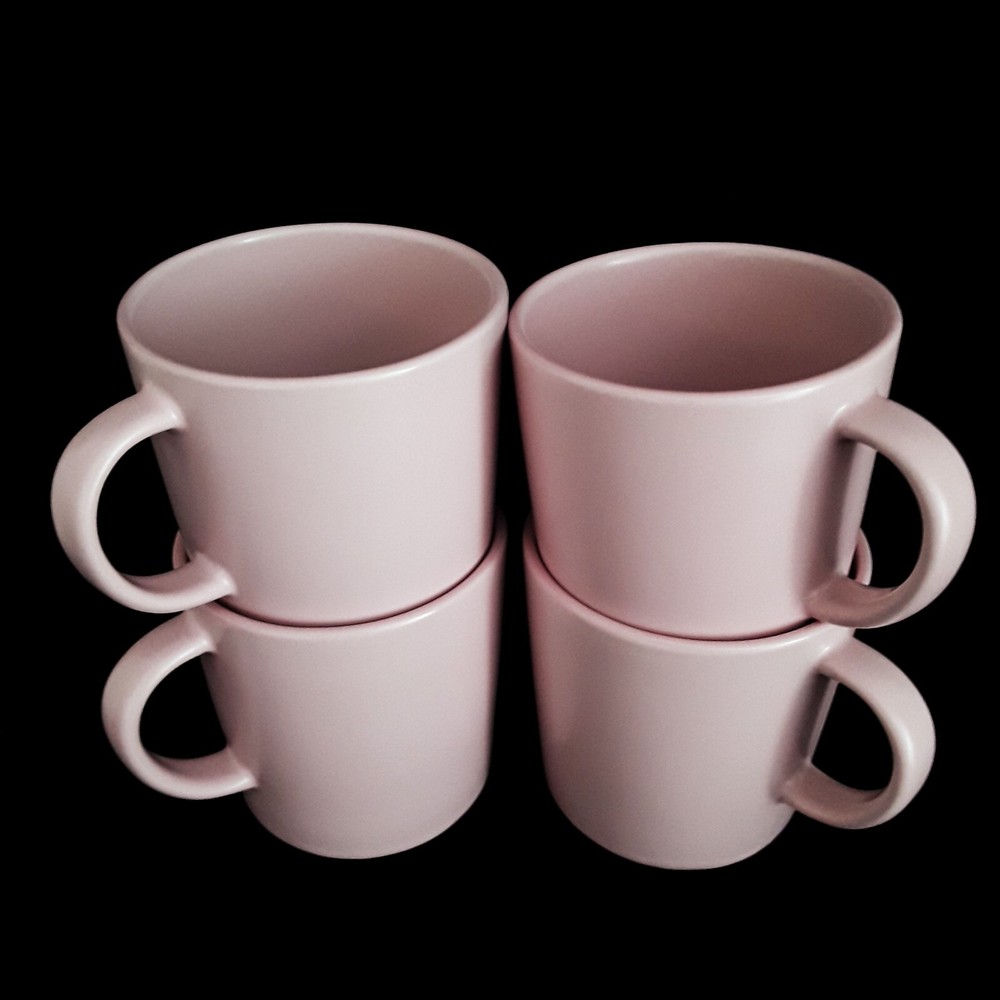 Set 4 IKEA DINERA PINK BLUSH COFFEE TEA MUGS Stack Discontinued 12011 Like NEW