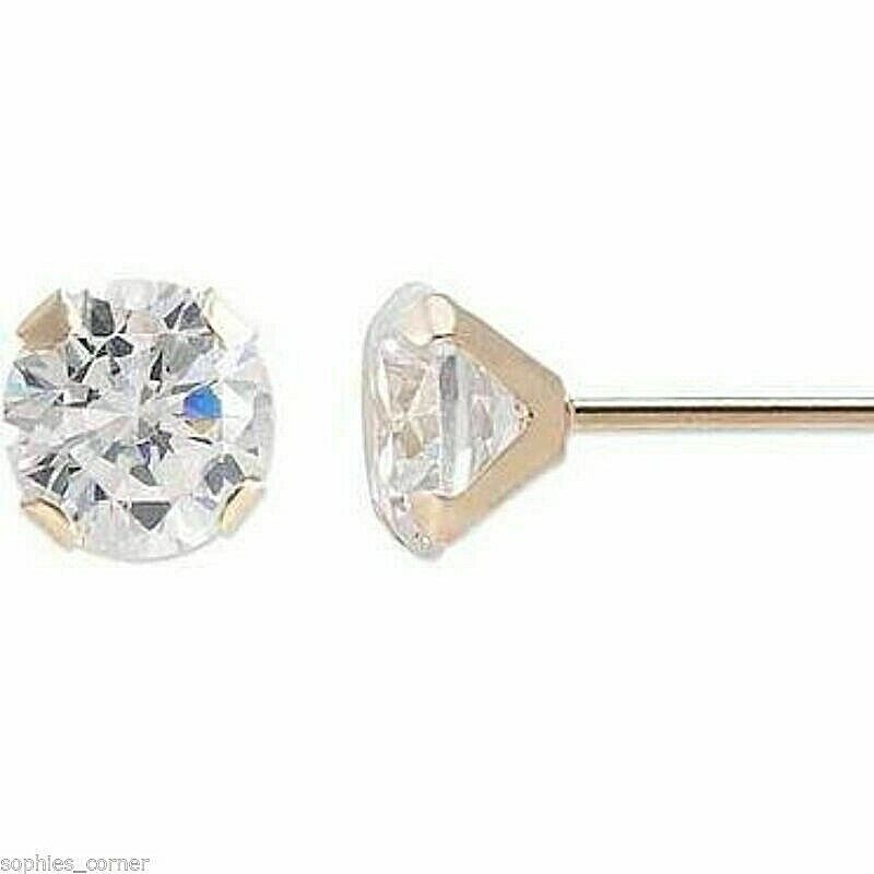 Genuine Natural Diamond Stud Earrings in 14k Yellow Gold with Screw Back