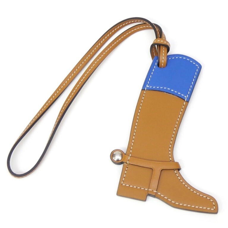 Hermes Bag Charm Paddock Boots Blue 65896
