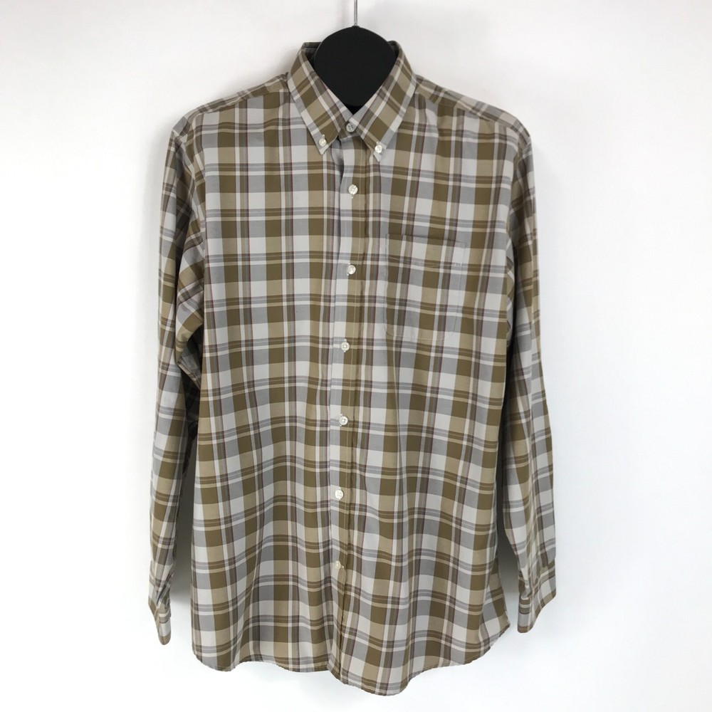Eddie Bauer Men's Relaxed Fit Wrinkle-Free Plaid Button Down Shirt Size Large